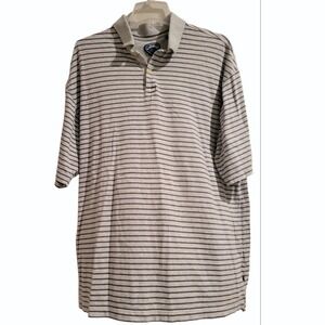 Callaway Golf Mens Striped Short‎ Sleeve Polo Shirt XL Grey Burgundy Cotton